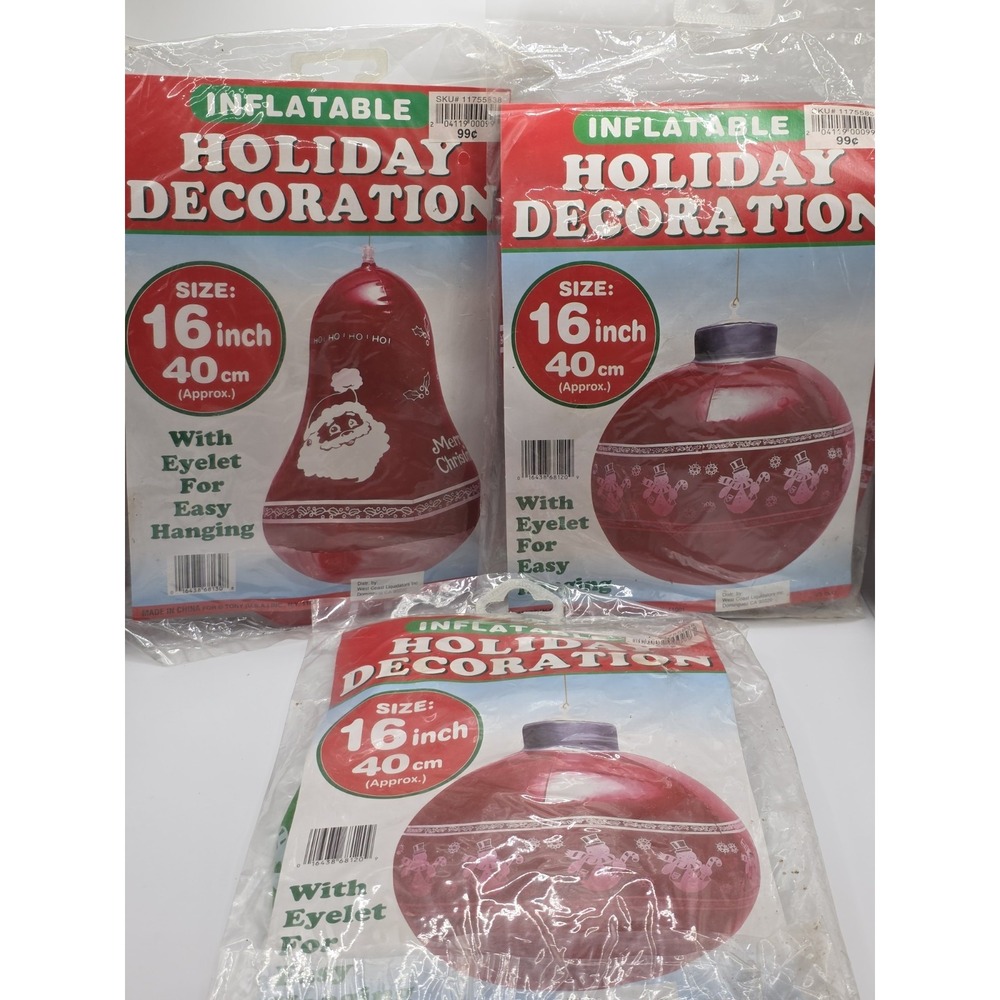 Vintage Blowup Holiday 3-d Ball Decorations New Old Stock Set Of 3